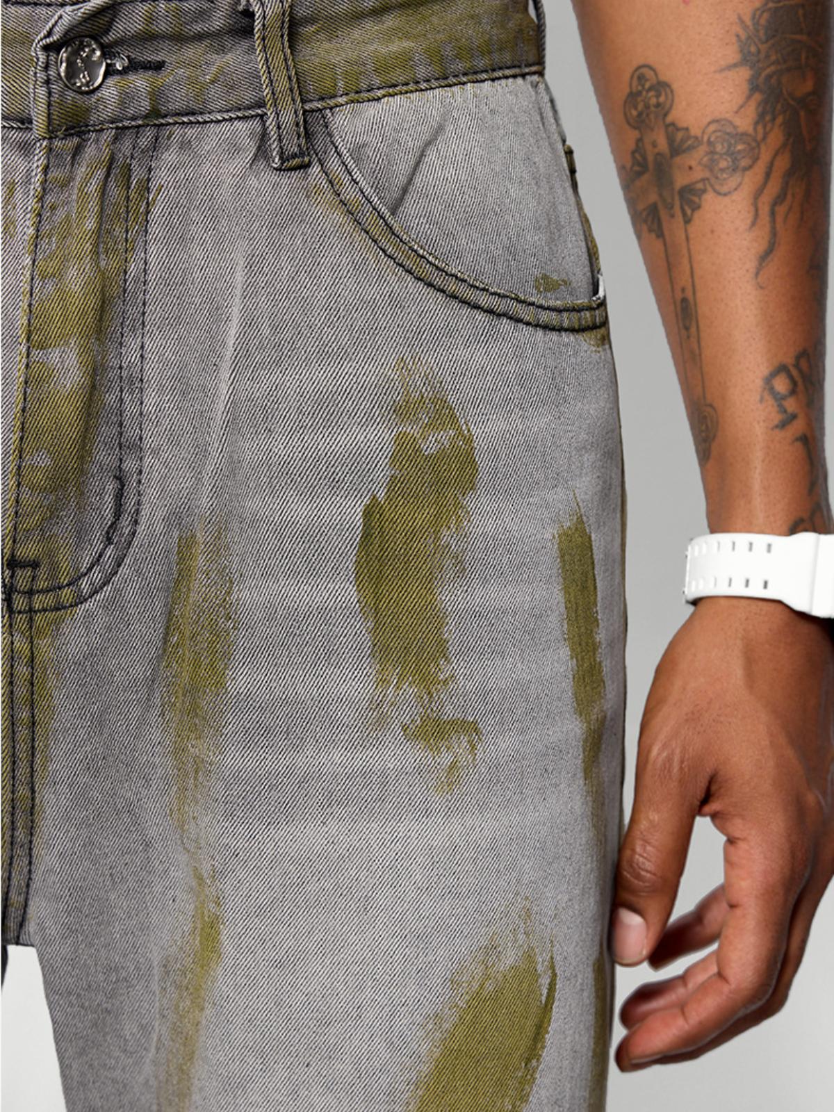 Color Blocking Loose Jeans