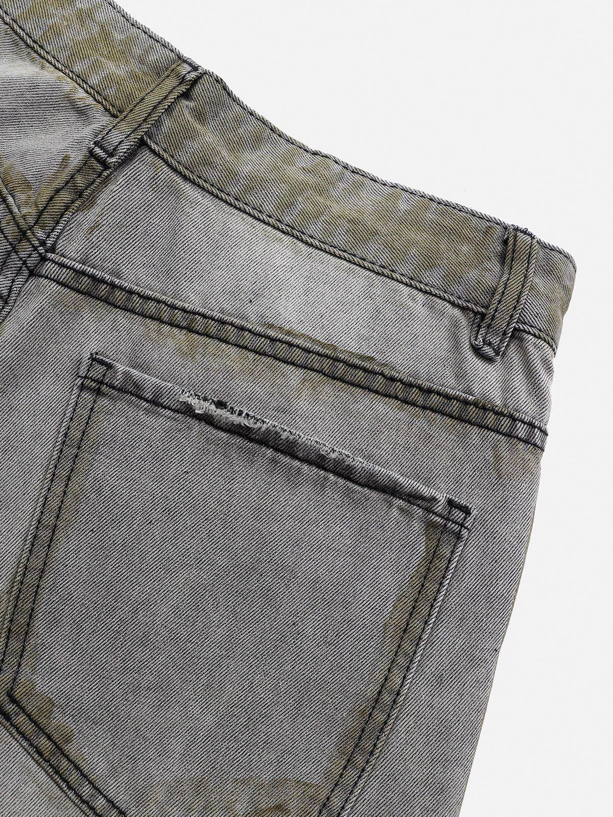 Color Blocking Loose Jeans
