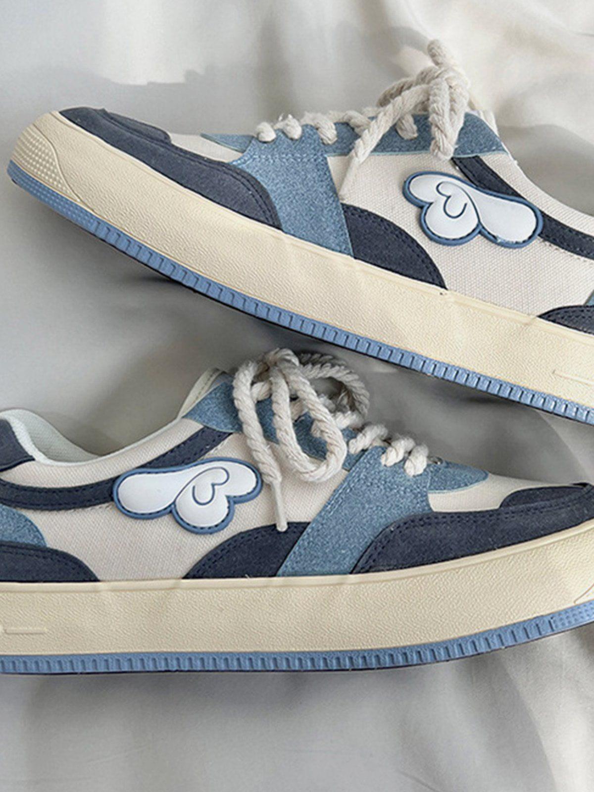 Colorblock Canvas Wings Graphic Casual Shoes