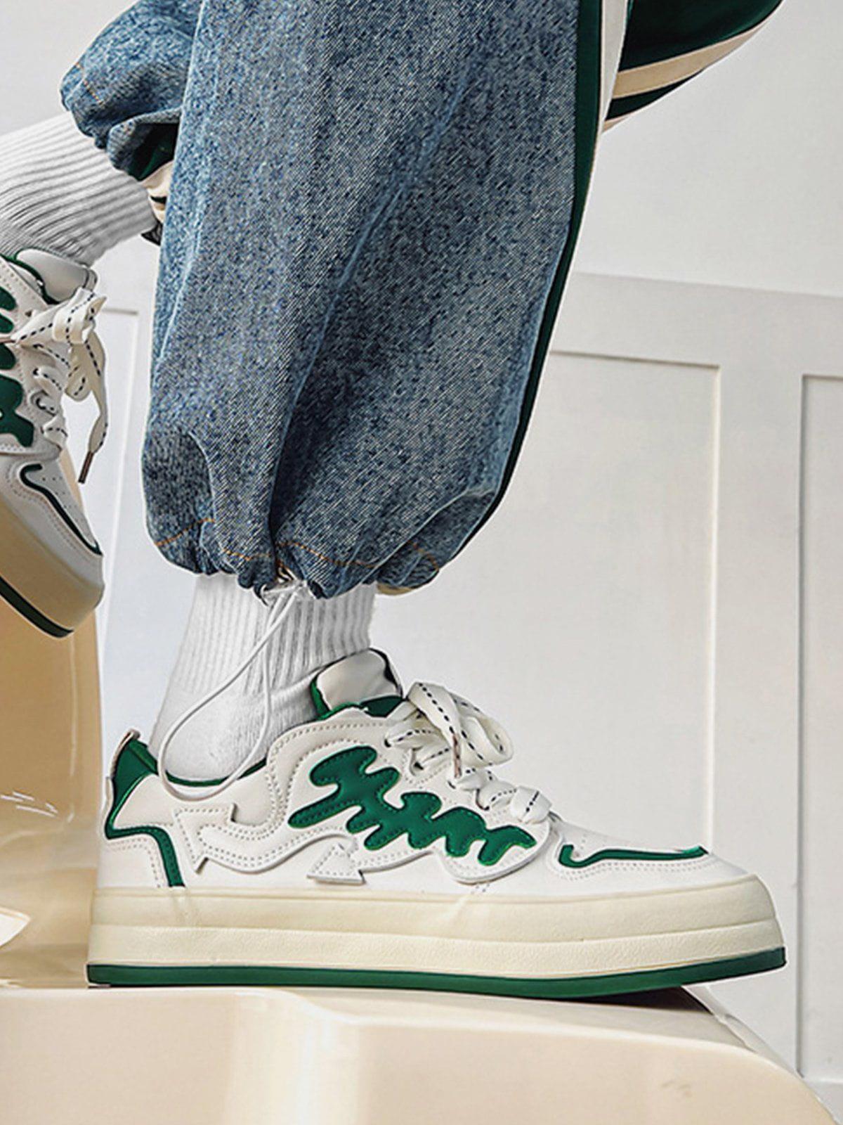 Colorblock Platform Patch Casual Shoes
