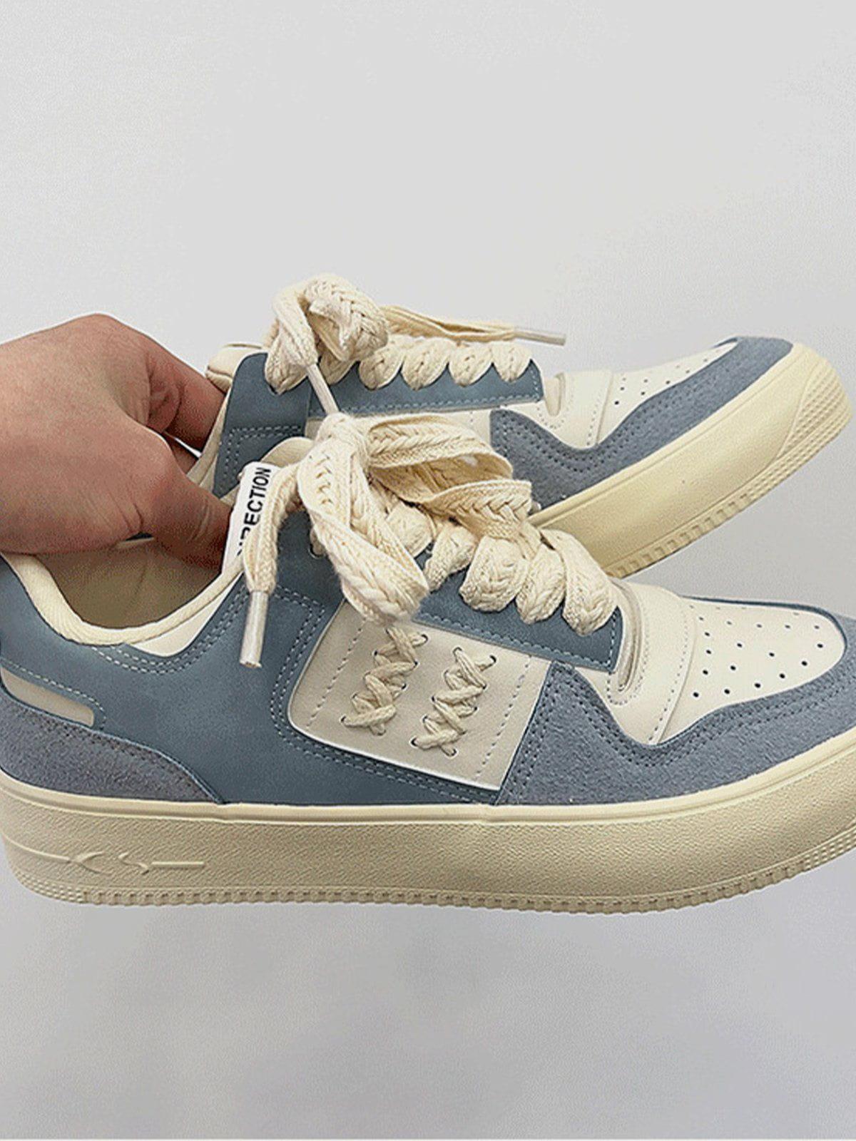 Colorblock Rope Trim Skate Shoes