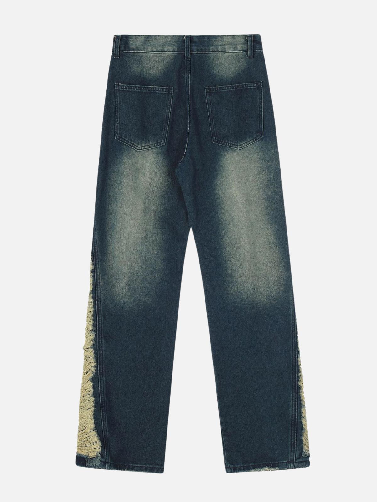 Colorblock Side Embroidery Jeans