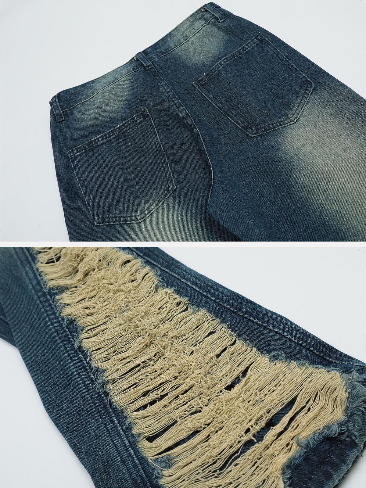 Colorblock Side Embroidery Jeans
