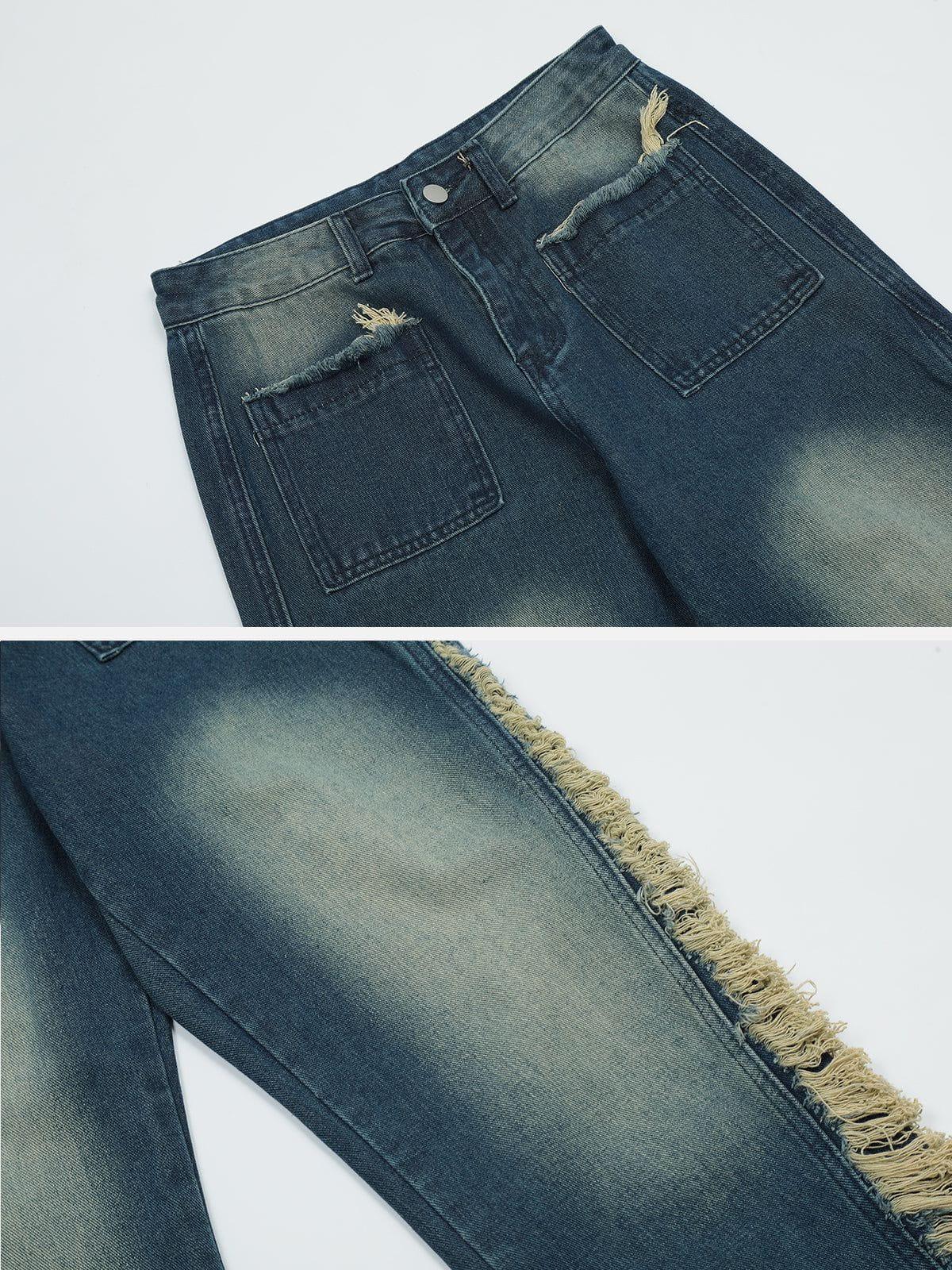 Colorblock Side Embroidery Jeans