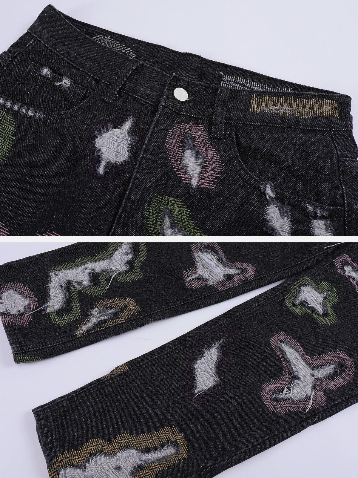 Colorful Hole Jeans