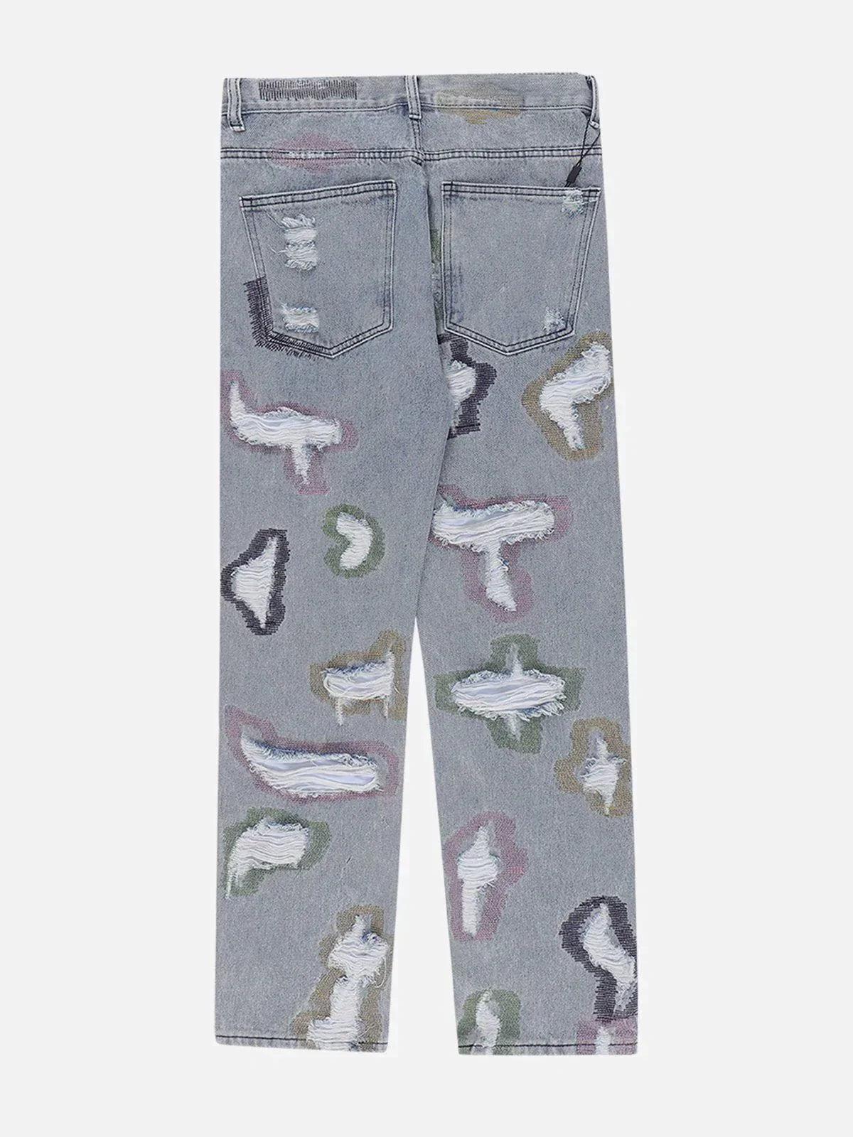Colorful Hole Jeans