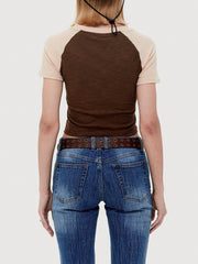 Contrast Castle Print Cropped Tee