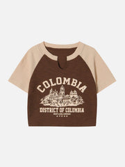 Contrast Castle Print Cropped Tee