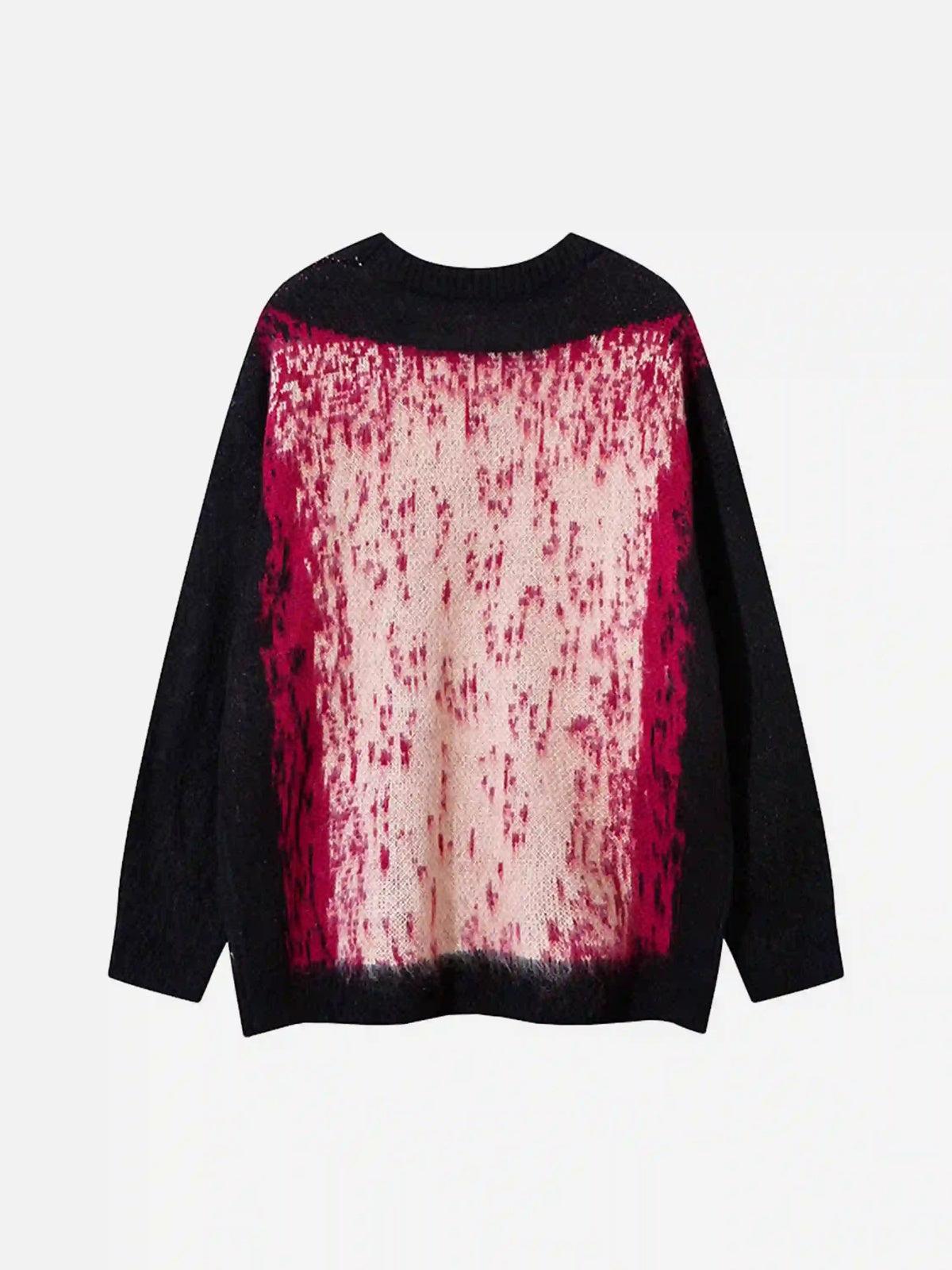 Contrast Color Cross Sweater