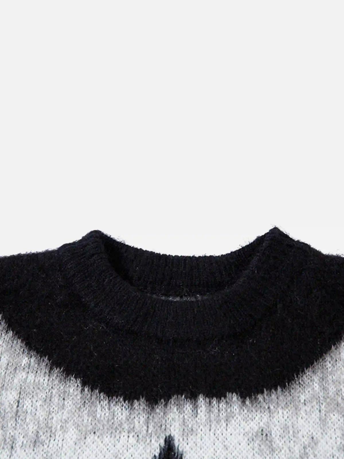 Contrast Color Cross Sweater