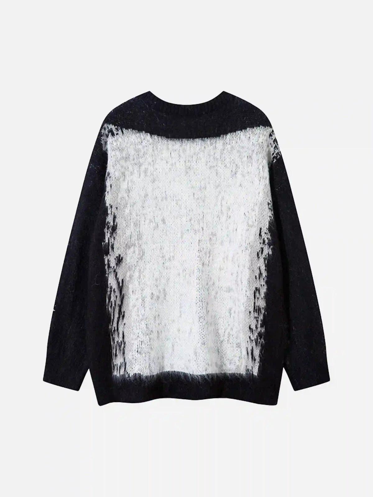 Contrast Color Cross Sweater