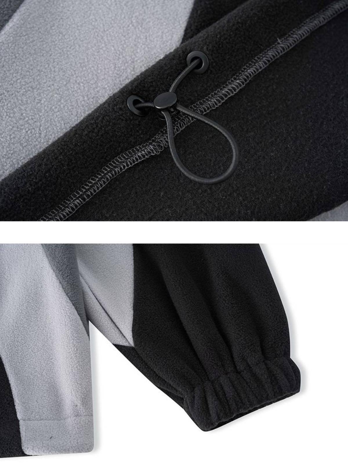 Contrast Color Panel Embroidery Hoodie