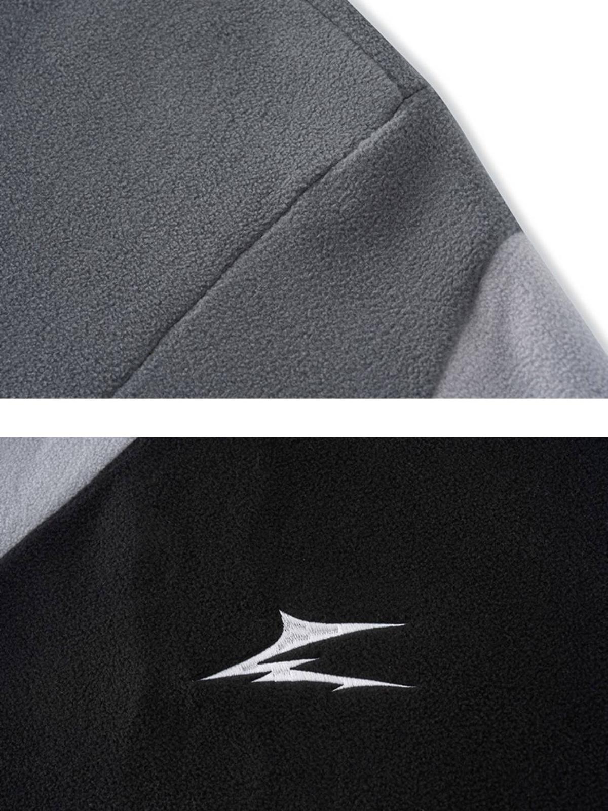Contrast Color Panel Embroidery Hoodie