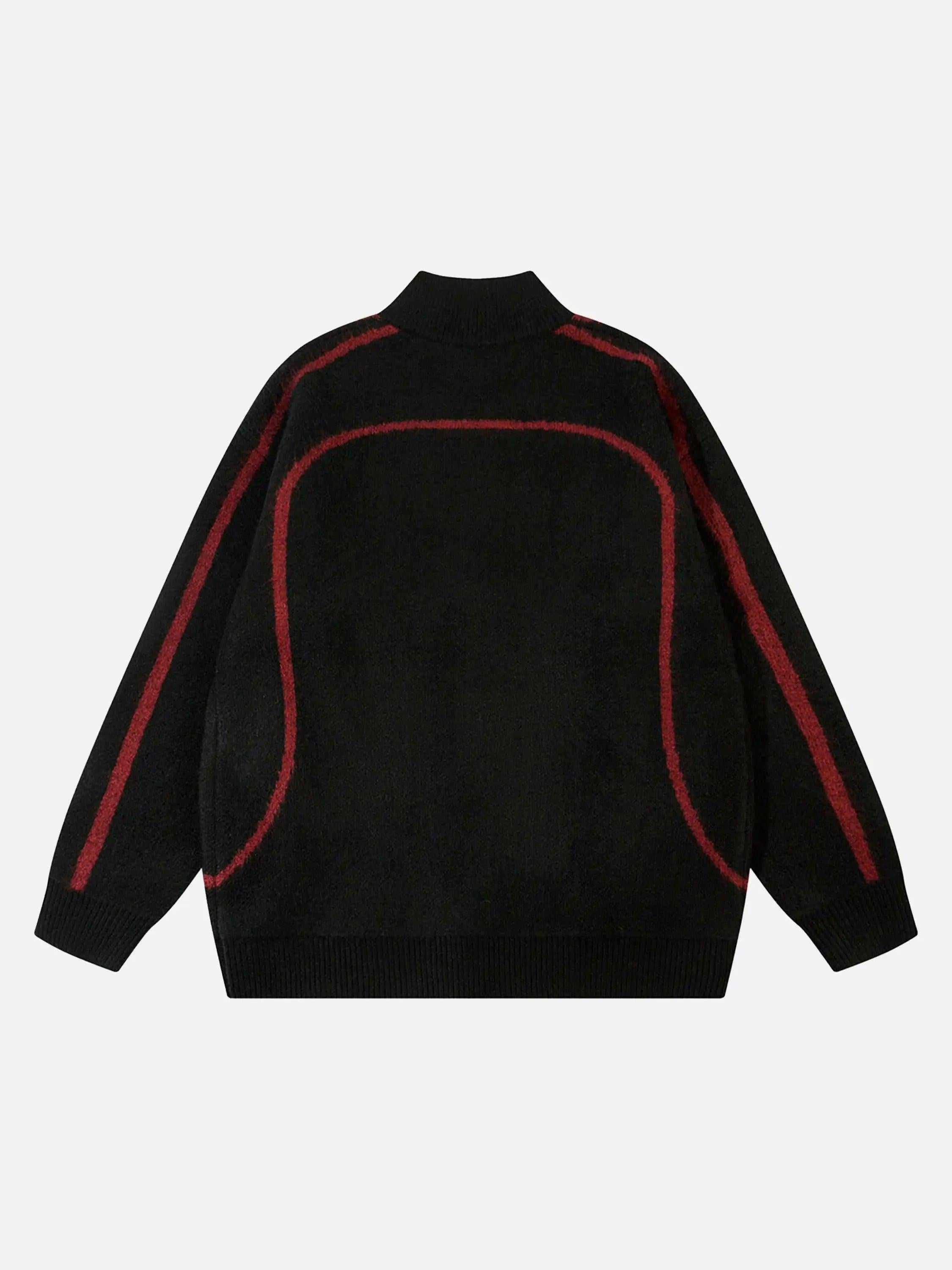 Contrast Color Racing Zip-Up Cardigan