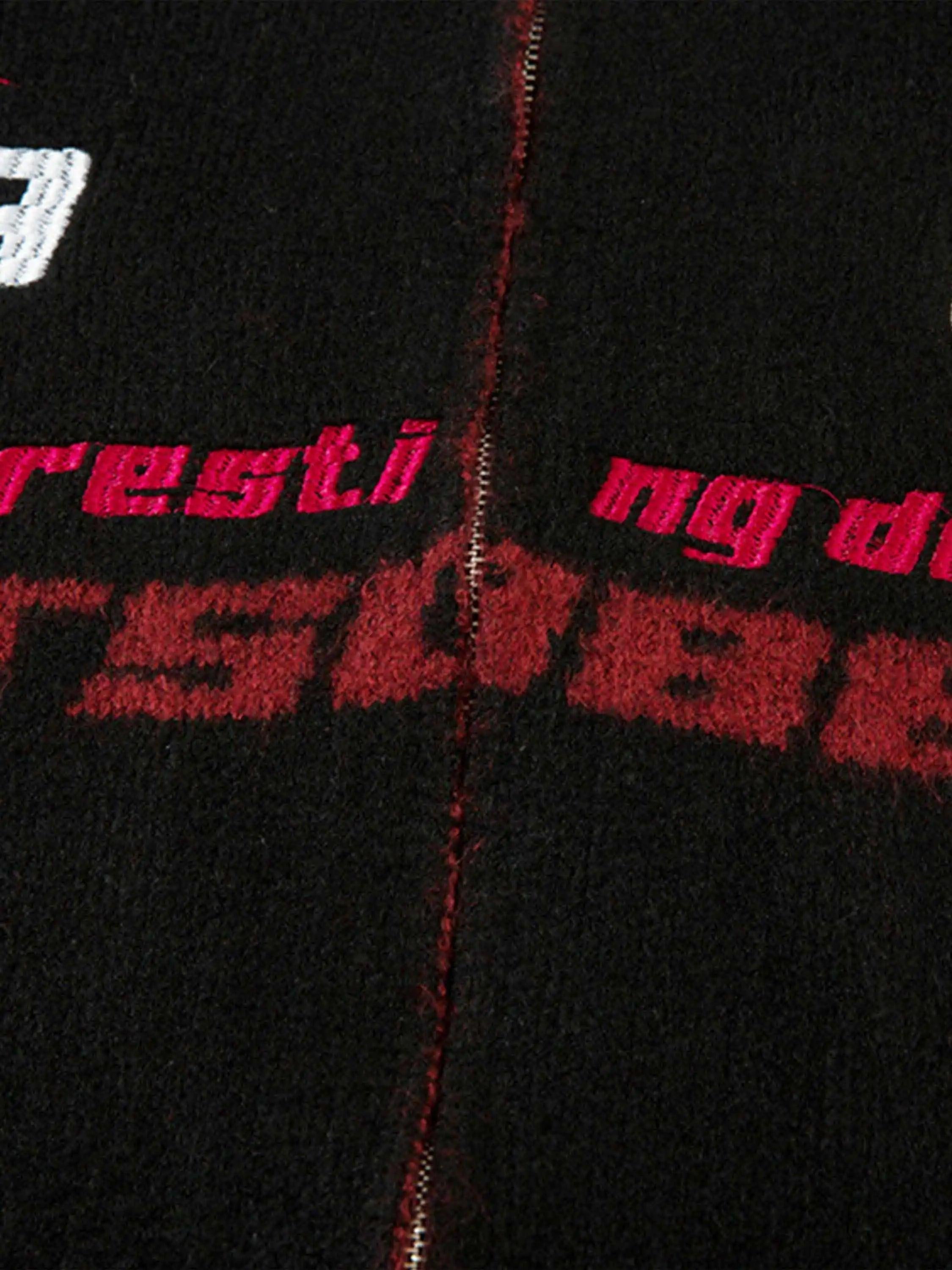 Contrast Color Racing Zip-Up Cardigan