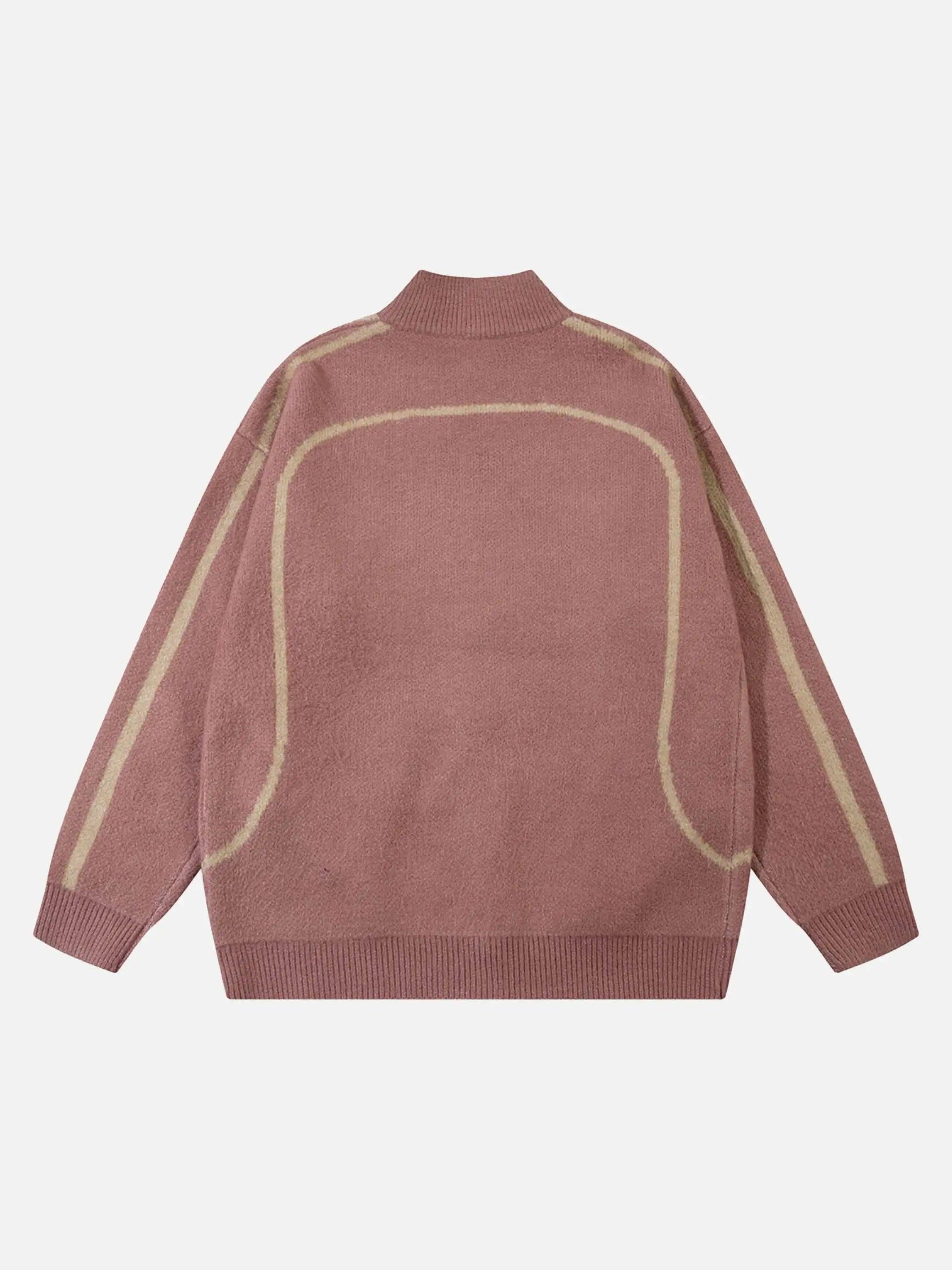 Contrast Color Racing Zip-Up Cardigan