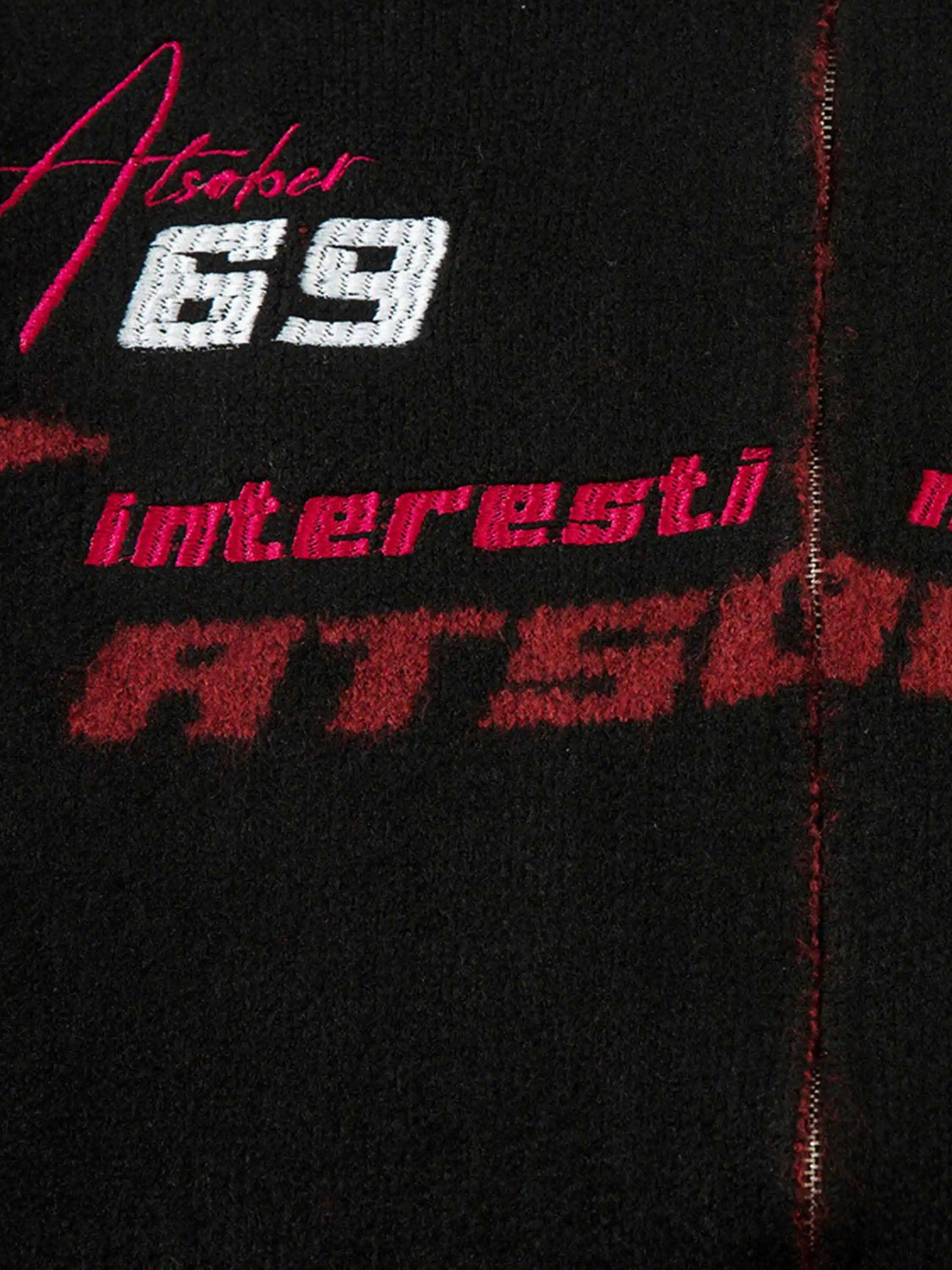 Contrast Color Racing Zip-Up Cardigan