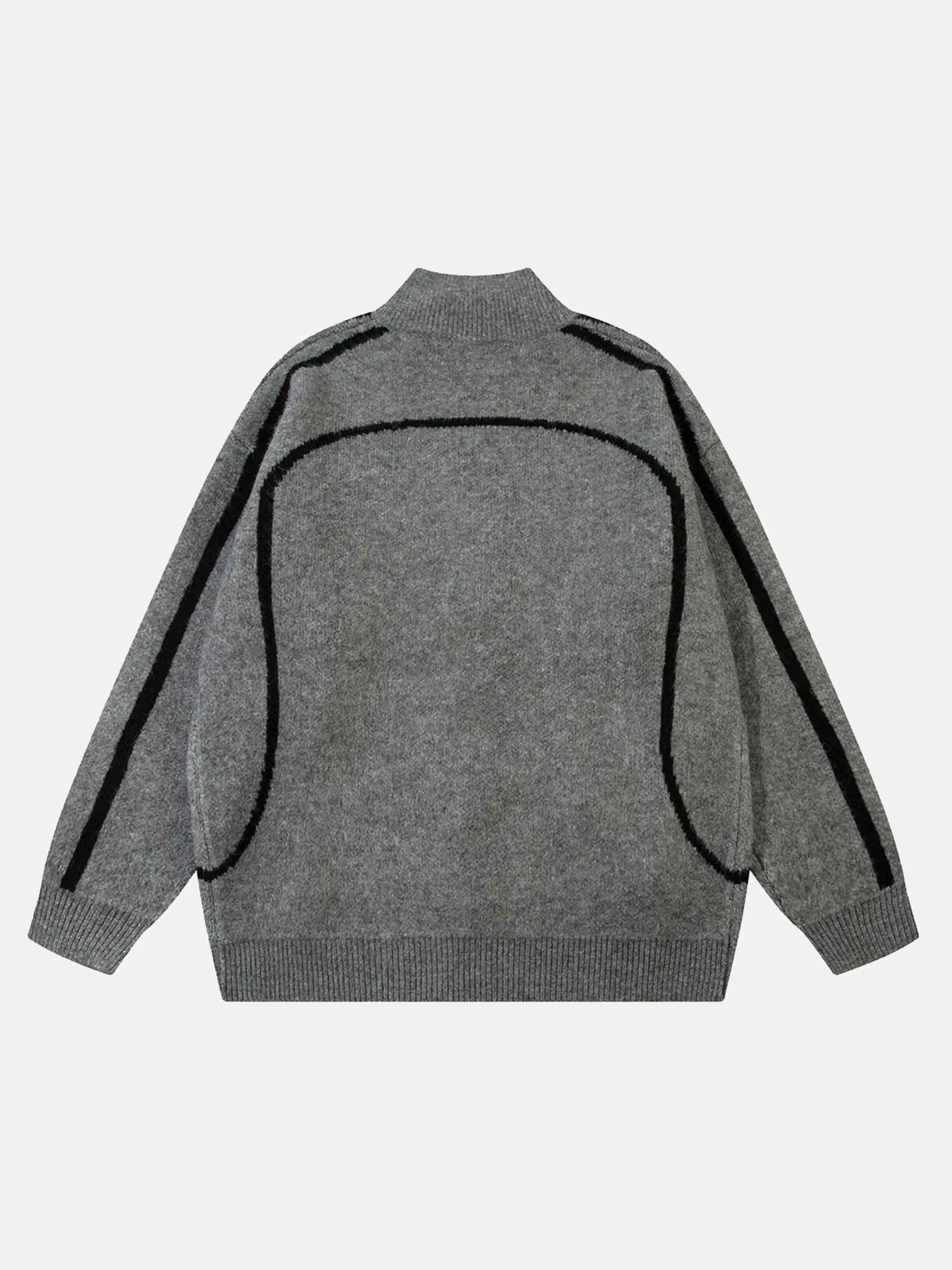 Contrast Color Racing Zip-Up Cardigan