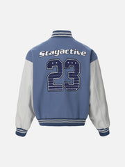 Contrast Color Stitching Embroidery Bomber Jacket