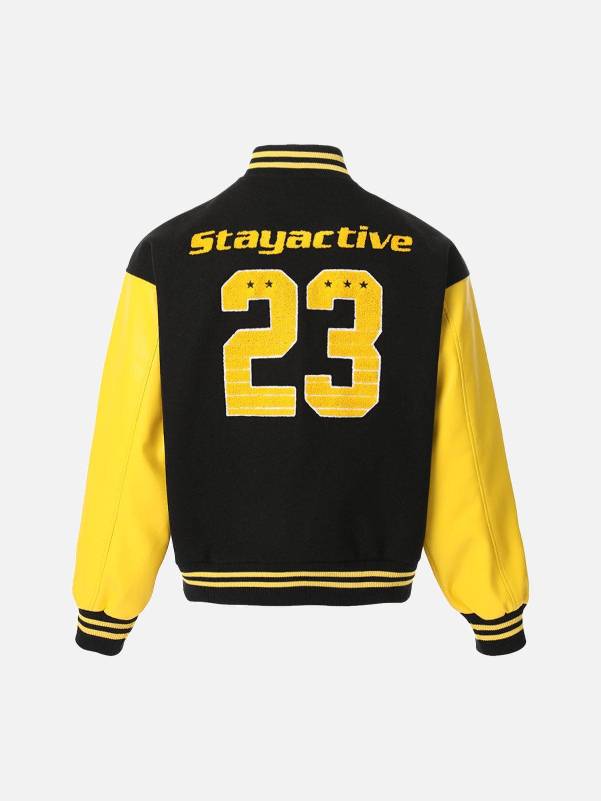 Contrast Color Stitching Embroidery Bomber Jacket