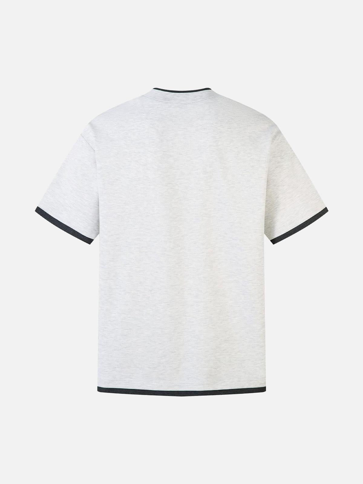 Contrast Color Stitching Faux Two-Piece T-Shirt