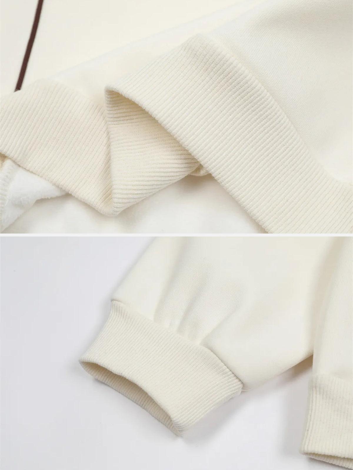 Contrast Paneled Embroidery Sweatshirt