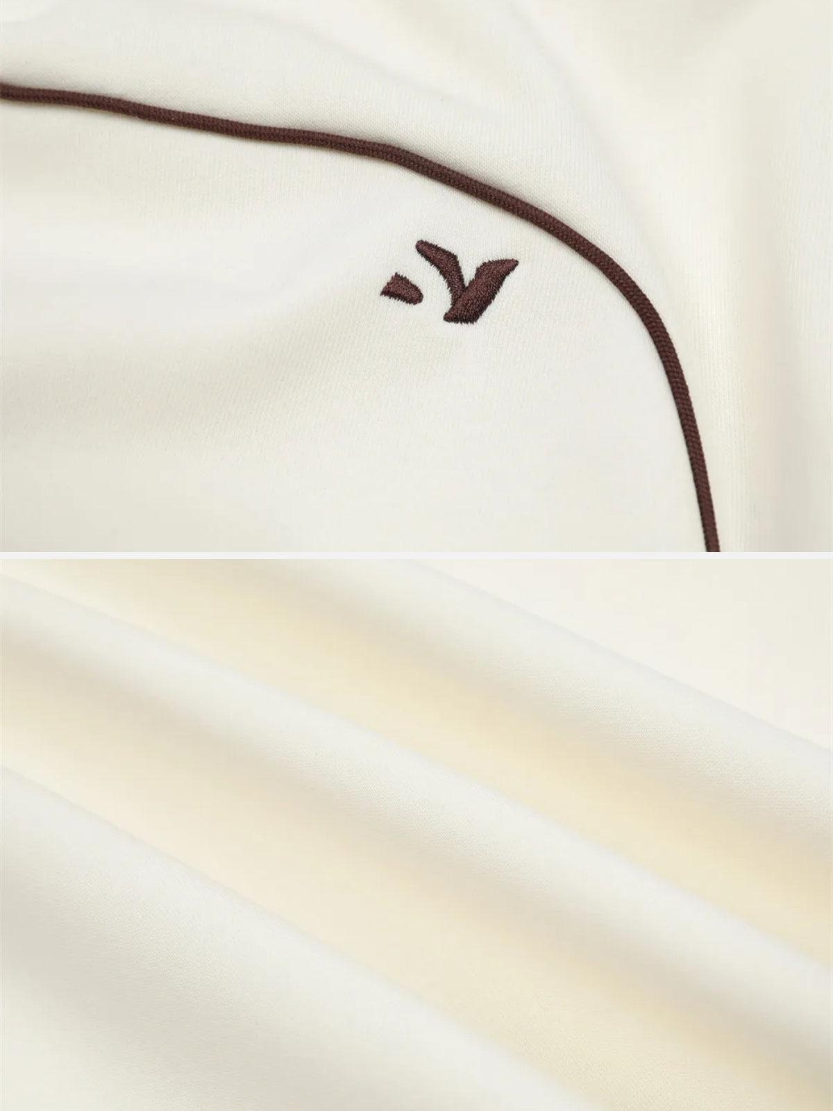 Contrast Paneled Embroidery Sweatshirt