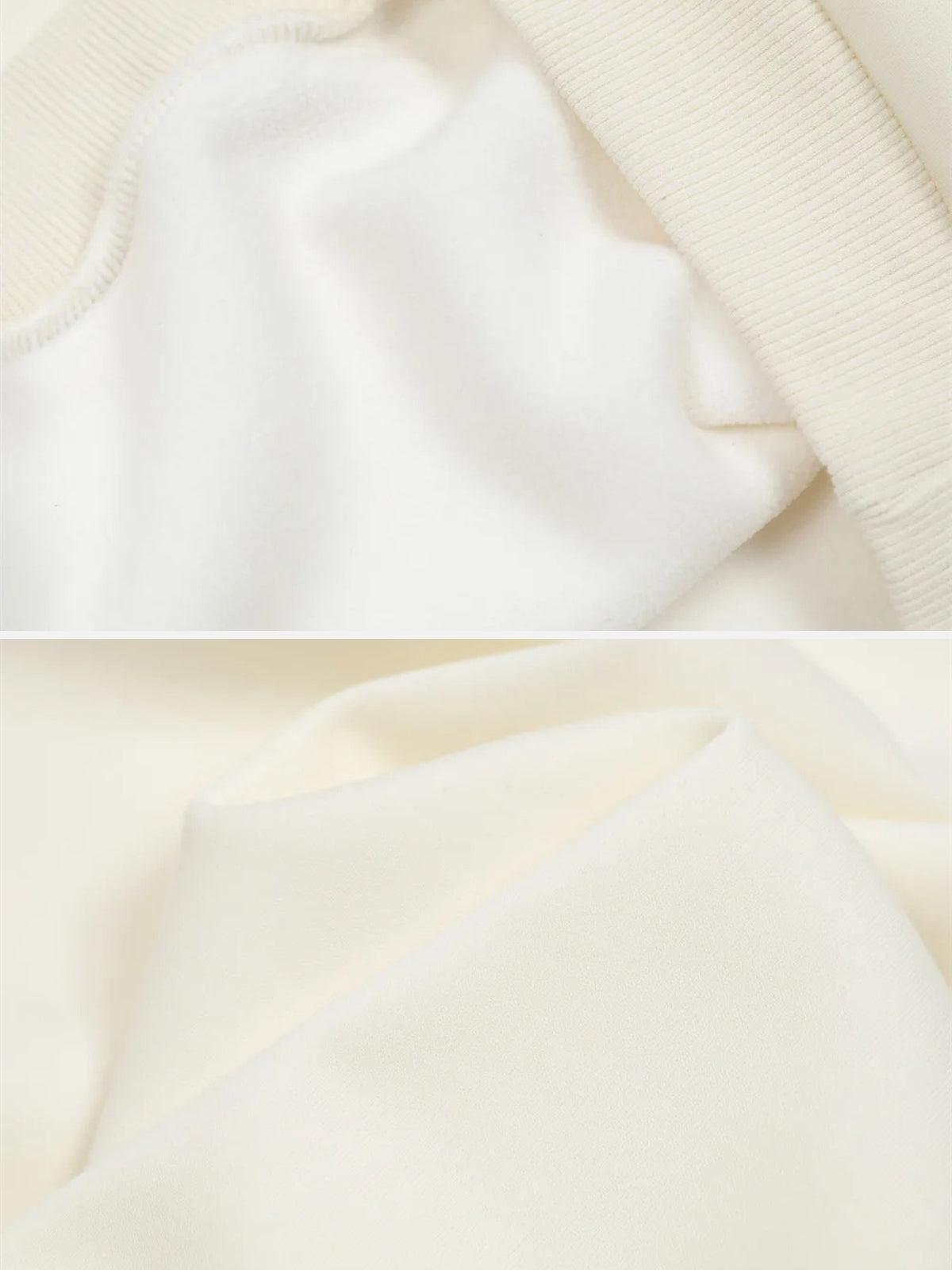 Contrast Paneled Embroidery Sweatshirt