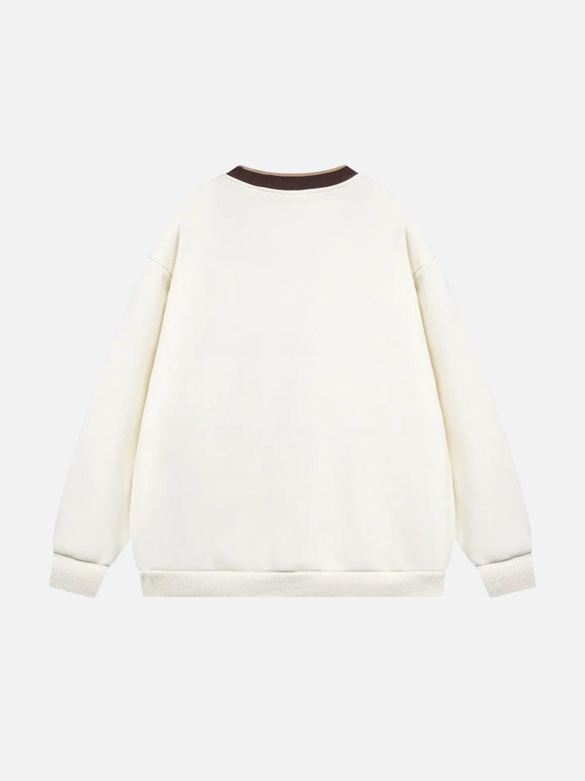 Contrast Paneled Embroidery Sweatshirt
