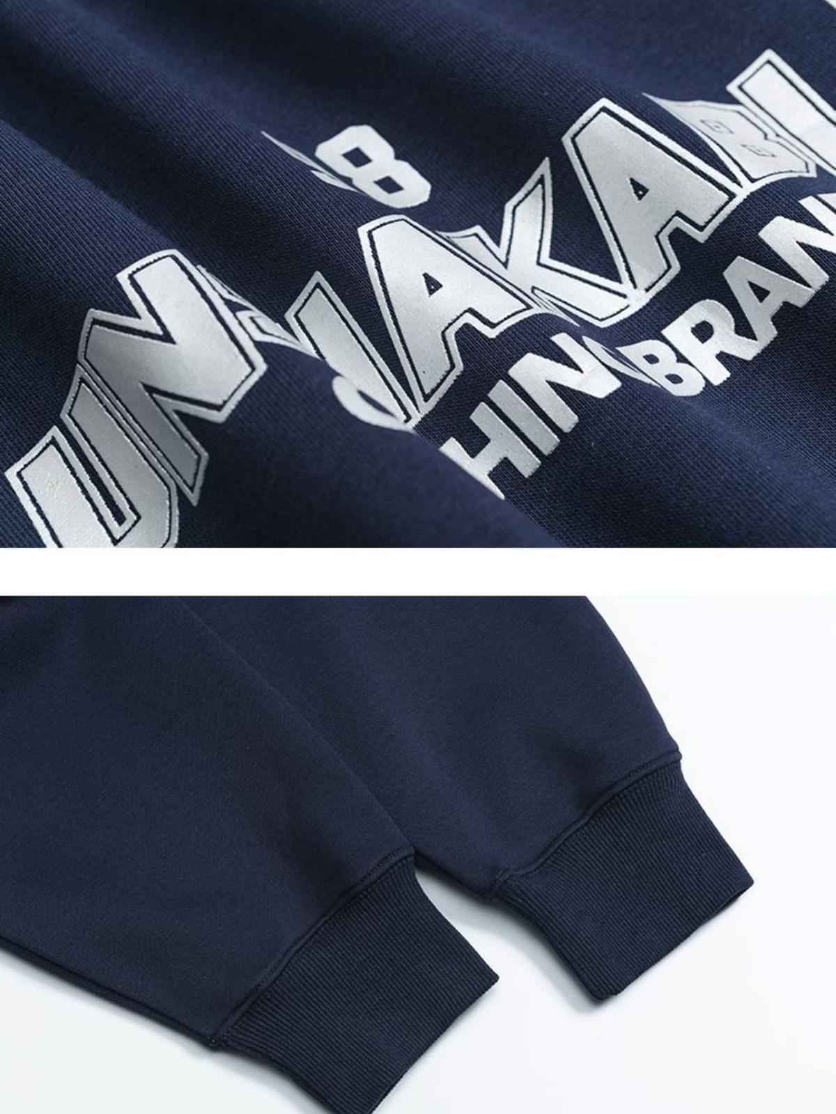 High Street Letter Print Collision Color Hoodie