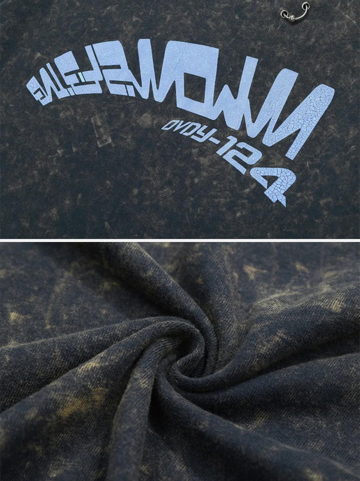 Crack Letter Print Tee