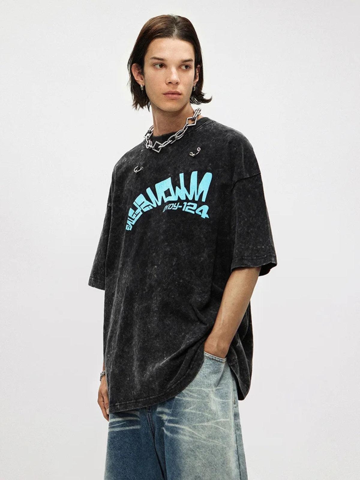 Crack Letter Print Tee