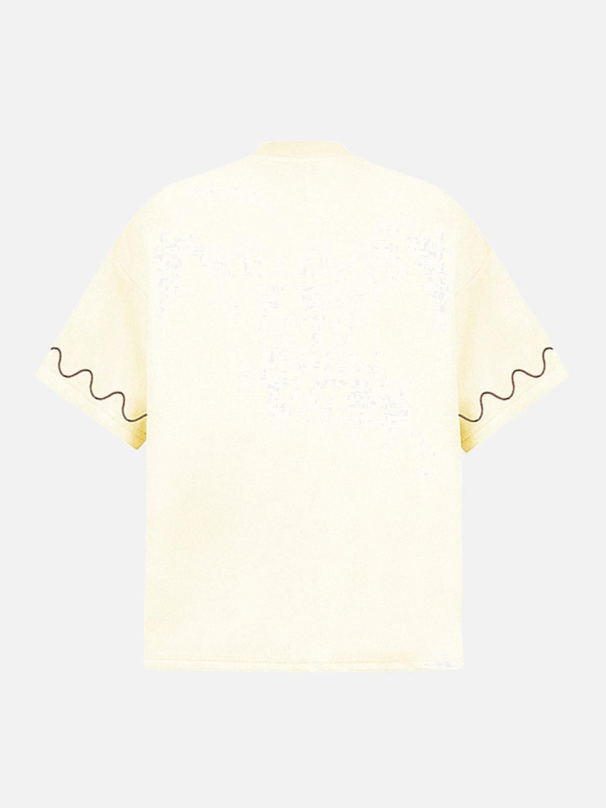 Cross and Wave Print T-Shirt