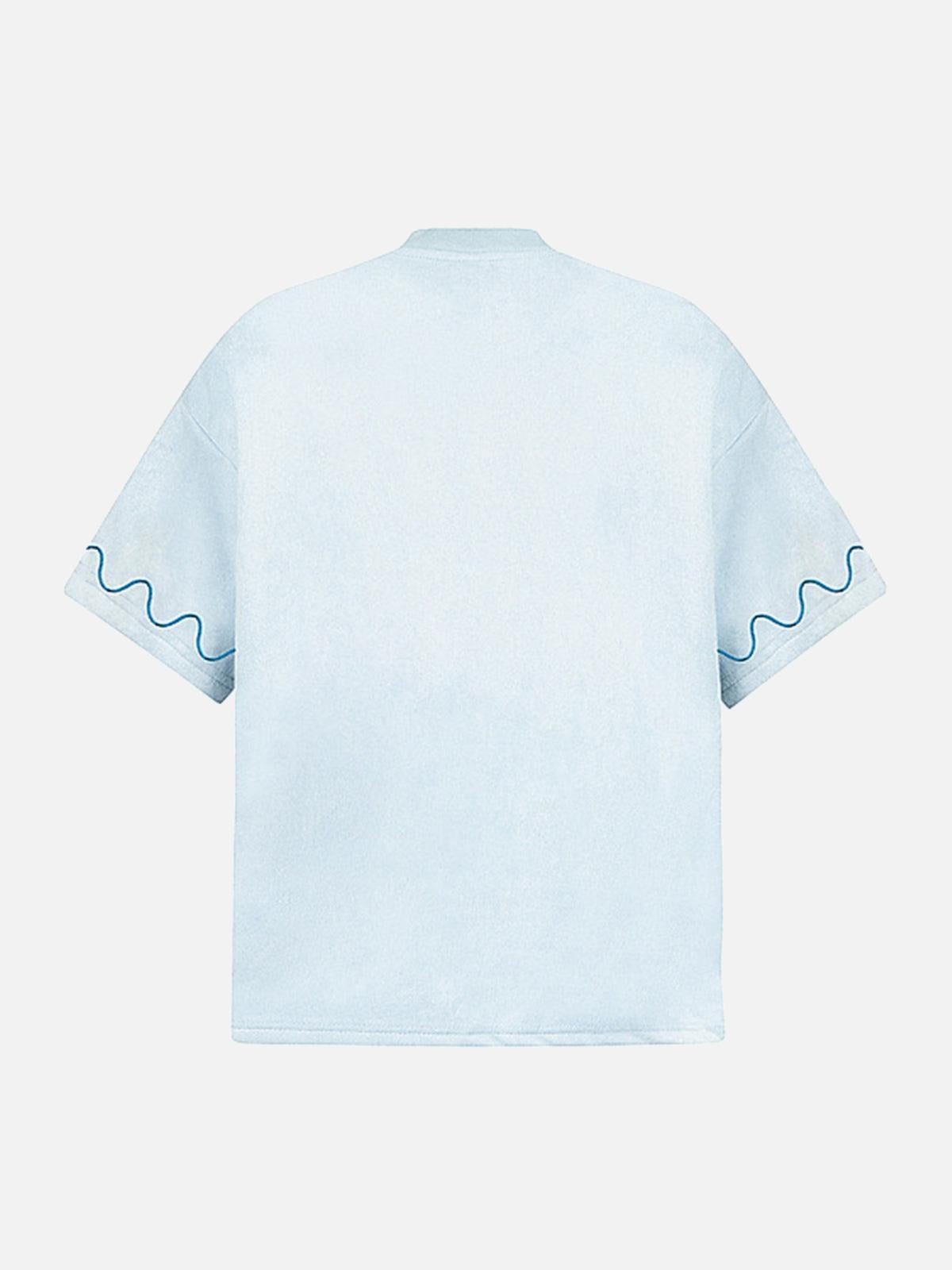 Cross and Wave Print T-Shirt