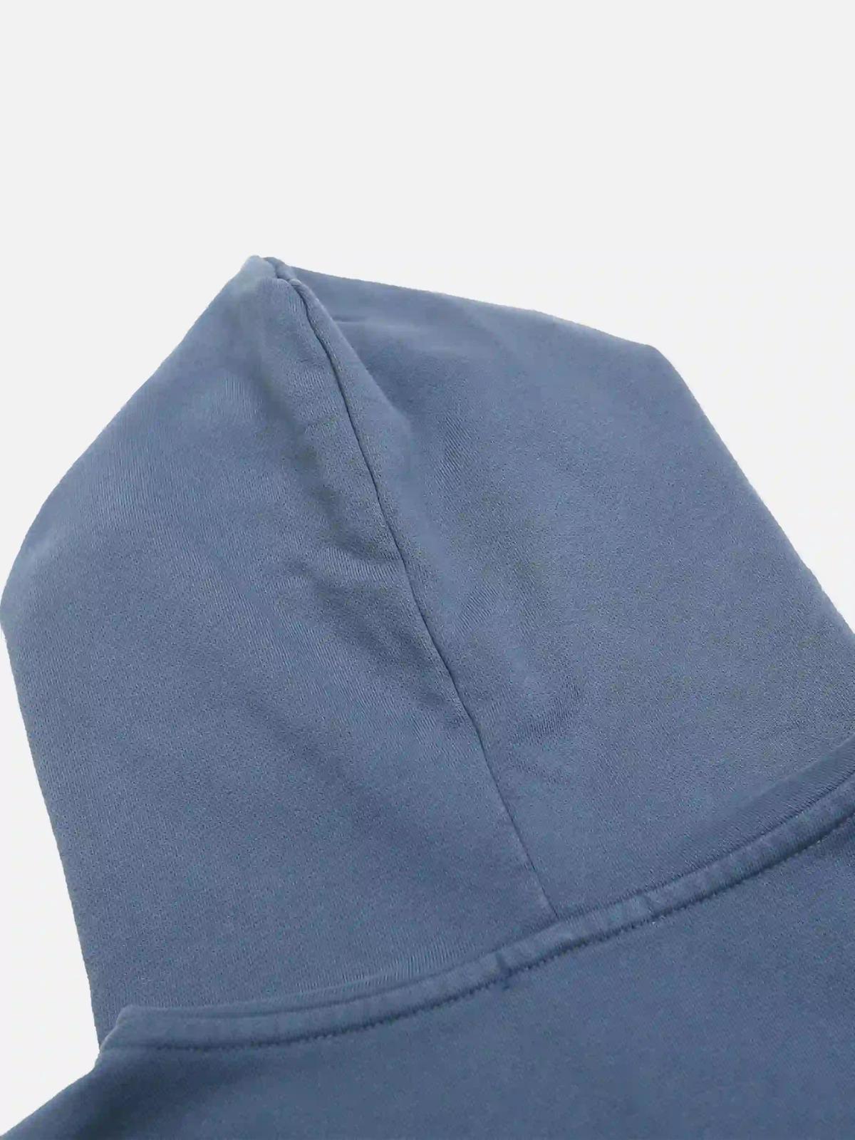 Cross Lettering Embroidery Washed Hoodie