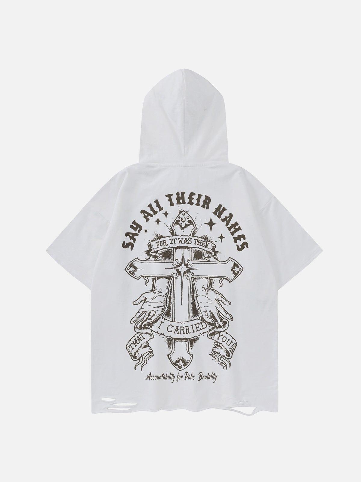 Crossprint Washed Hooded Tee