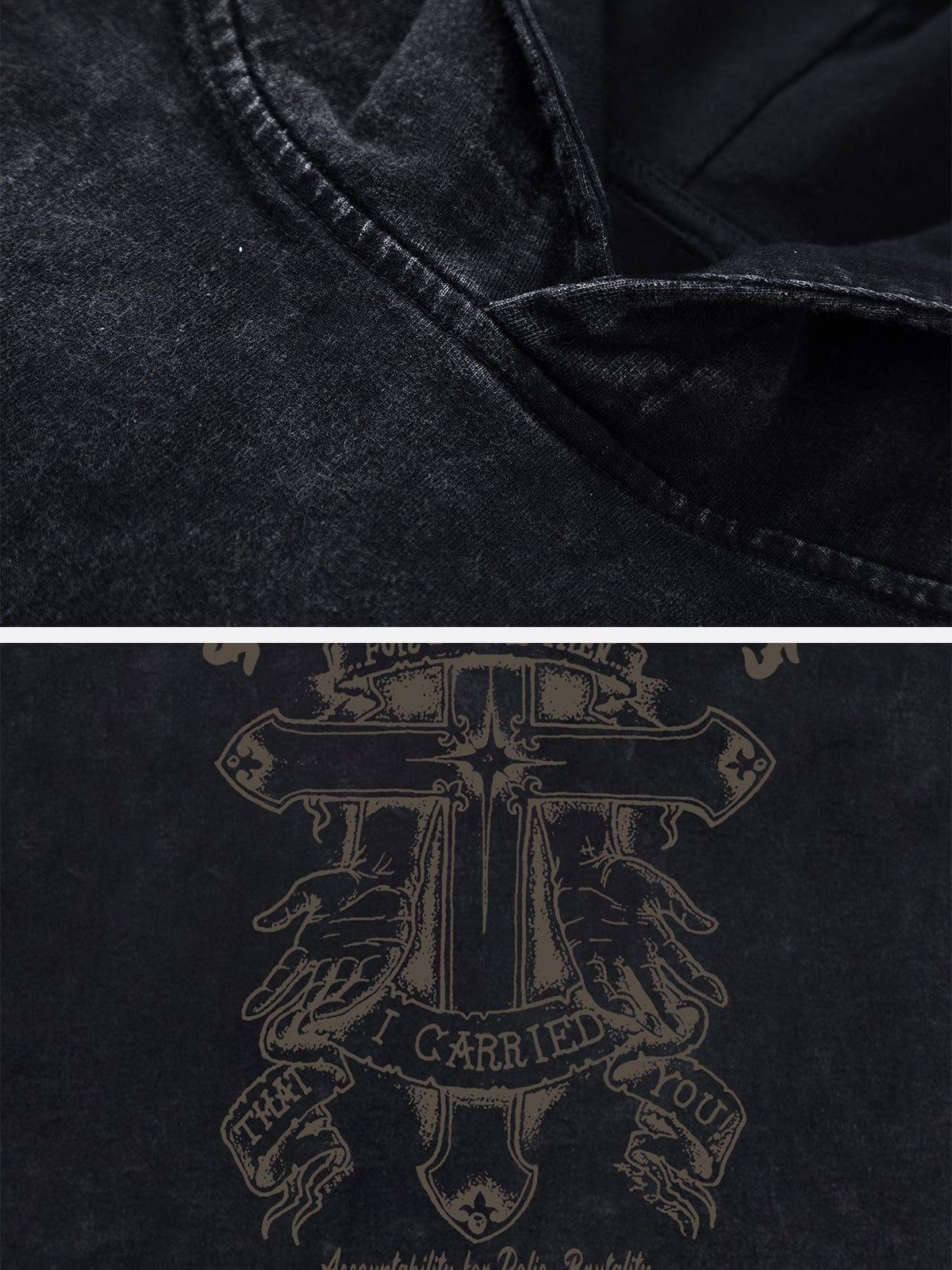 Crossprint Washed Hooded Tee