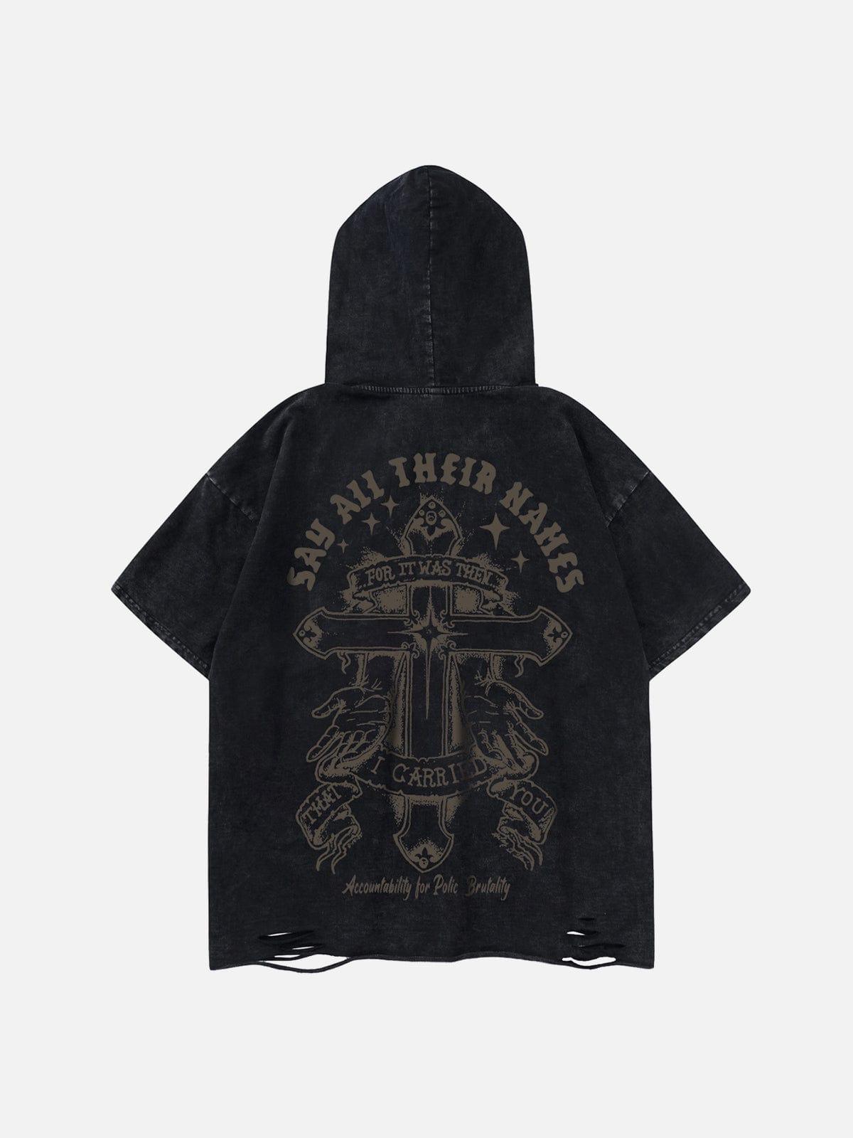 Crossprint Washed Hooded Tee