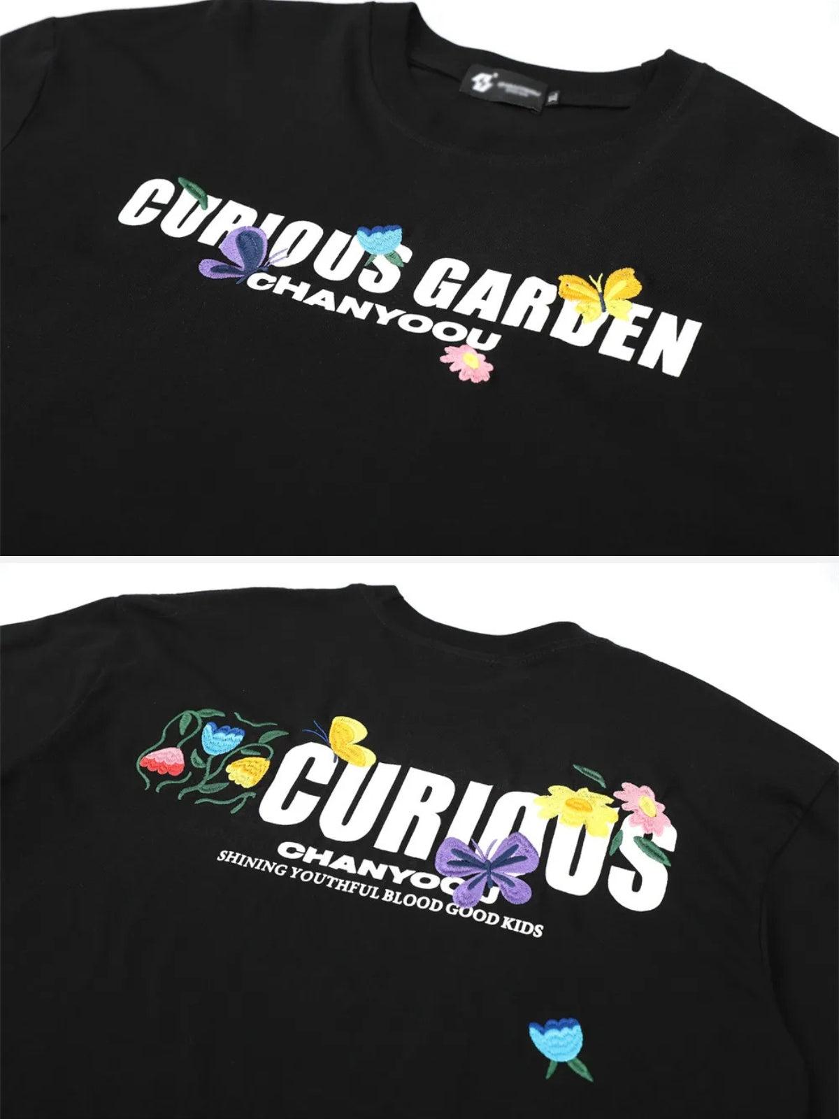 Curious Garden Flower Embroidery High Street Tee