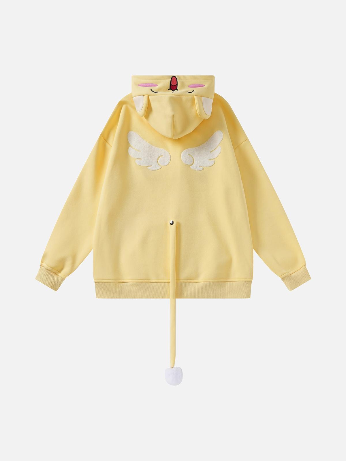 Cute Tail Design Zip-Up Hoodie