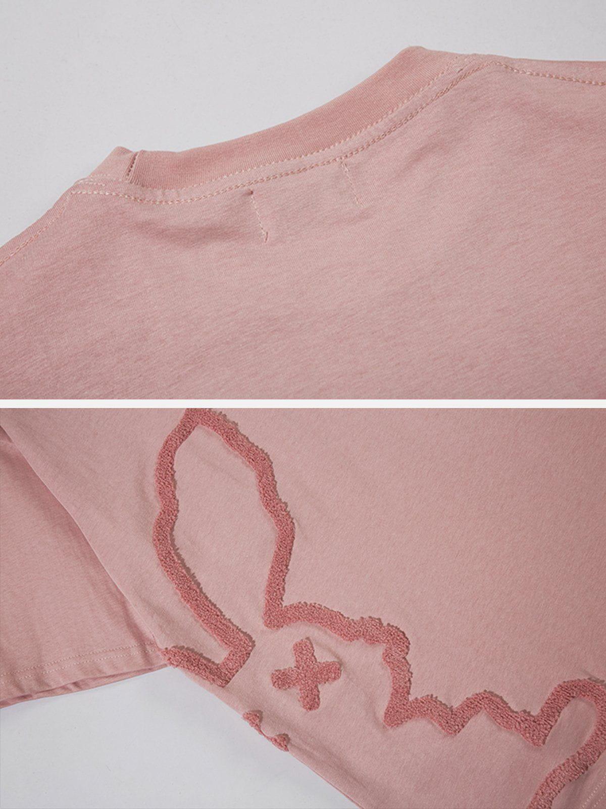 Cutted Rabbit Embroidery Tee