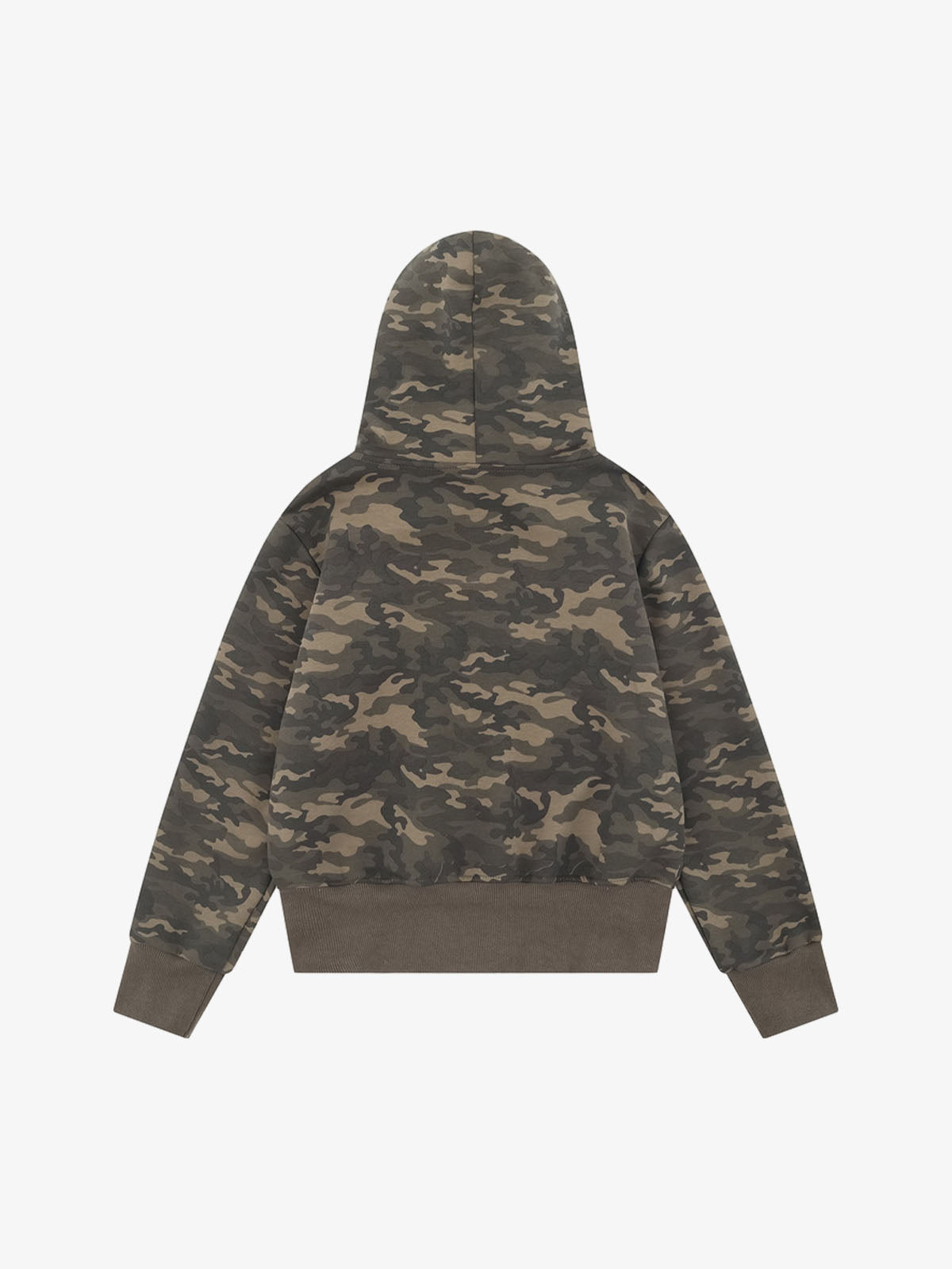 Camouflage Cardigan Utility Zip Up Fur Hooded Jacket