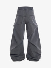 Vintage Distressed Pleated Barrel Pants