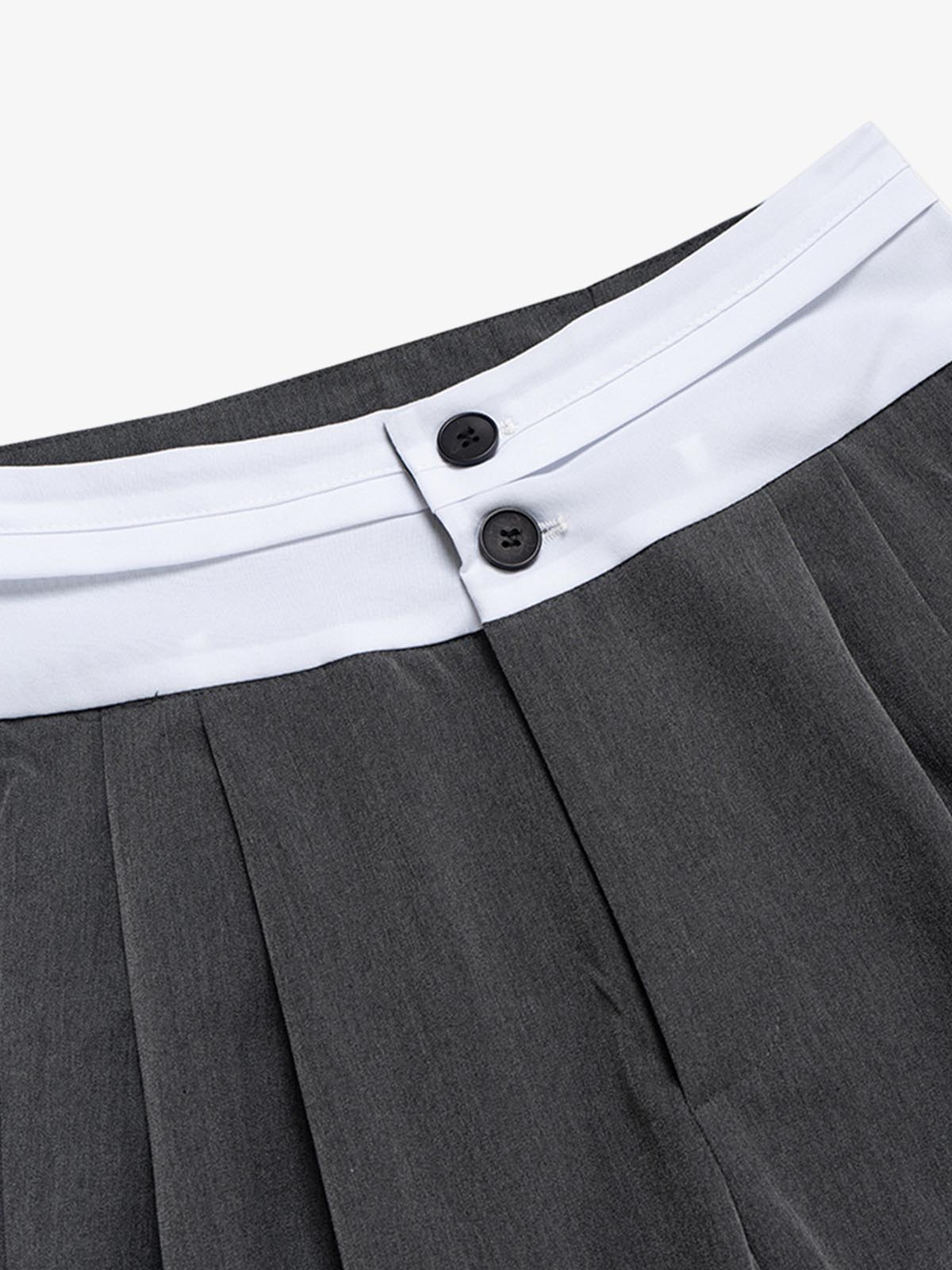 High-Waisted Contrast-Color Patchwork Niche Pants