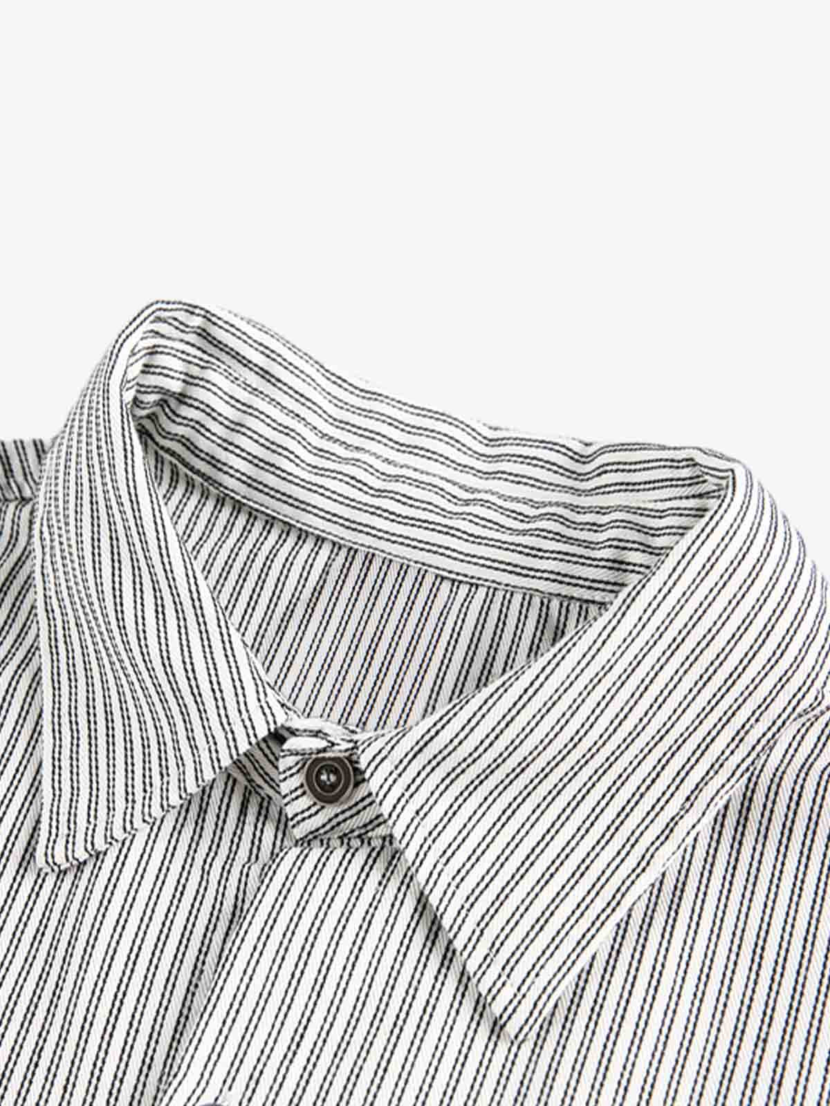 Street Dark Print Striped Long Sleeve Shirt