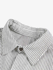 Street Dark Print Striped Long Sleeve Shirt