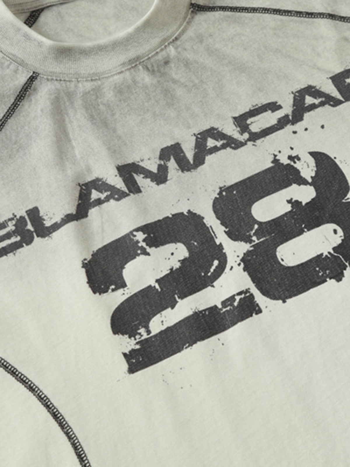 Distressed Digital Print Short-Sleeved T-Shirt