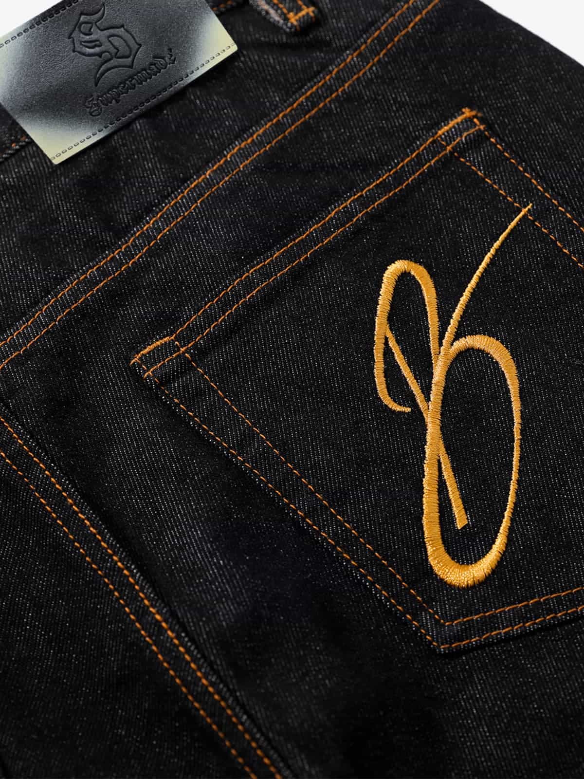 Vintage Irregular Cut Scimitar Embroidered Jeans