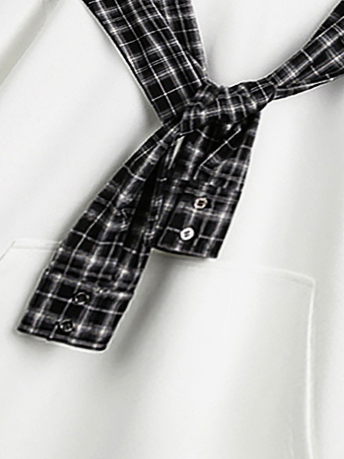 Fake Two-Piece Plaid Shirt Scarf Design Hoodie