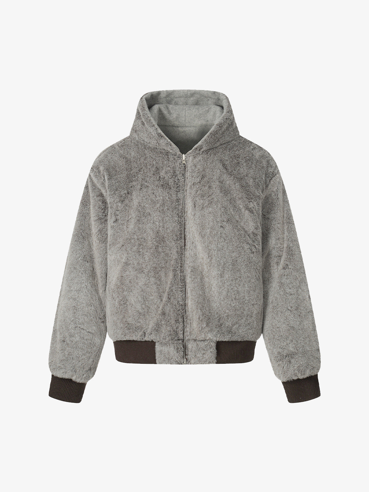 Retro Reversible Fleece Lined Zip-up Hooded Jacket